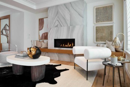 42 Setonridge Way Se, Calgary, AB - Indoor Photo Showing Other Room With Fireplace