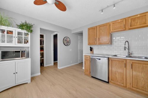 81 Queen Anne Close Se, Calgary, AB - Indoor Photo Showing Kitchen With Double Sink