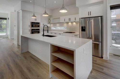 3422 5 Avenue Nw, Calgary, AB - Indoor Photo Showing Kitchen With Stainless Steel Kitchen With Upgraded Kitchen