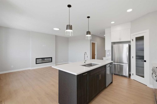 139 Belvedere Crescent Se, Calgary, AB - Indoor Photo Showing Kitchen With Double Sink With Upgraded Kitchen