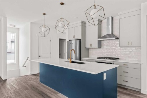 605 Sovereign Common Sw, Calgary, AB - Indoor Photo Showing Kitchen With Upgraded Kitchen