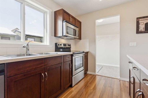 63 Walden Drive Se, Calgary, AB - Indoor Photo Showing Kitchen With Double Sink
