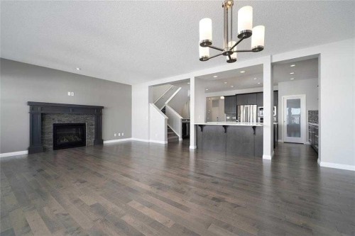124 Auburn Meadows Crescent Se, Calgary, AB - Indoor Photo Showing Living Room With Fireplace