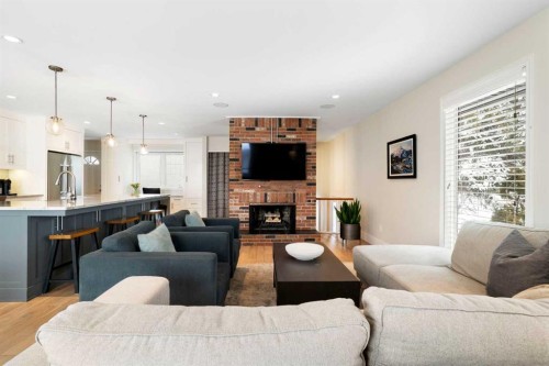 6607 Silver Springs Crescent Nw, Calgary, AB - Indoor Photo Showing Living Room With Fireplace