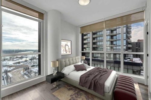 1003-550 Riverfront Avenue Se, Calgary, AB - Indoor Photo Showing Bedroom