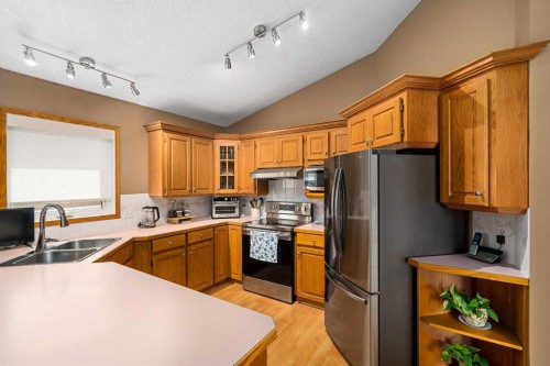 184 Sunmeadows Crescent Se, Calgary, AB - Indoor Photo Showing Kitchen With Double Sink