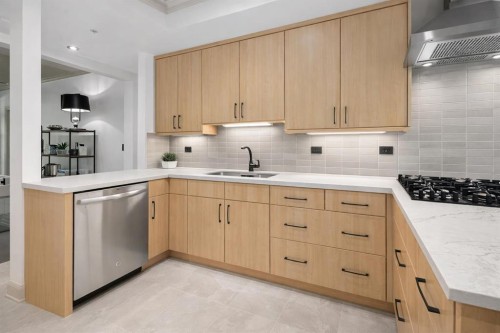 105-670 Princeton Way Sw, Calgary, AB - Indoor Photo Showing Kitchen With Upgraded Kitchen