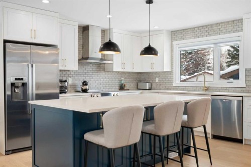 224 Silverview Way Nw, Calgary, AB - Indoor Photo Showing Kitchen With Stainless Steel Kitchen With Upgraded Kitchen