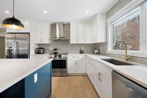 224 Silverview Way Nw, Calgary, AB - Indoor Photo Showing Kitchen With Stainless Steel Kitchen With Upgraded Kitchen