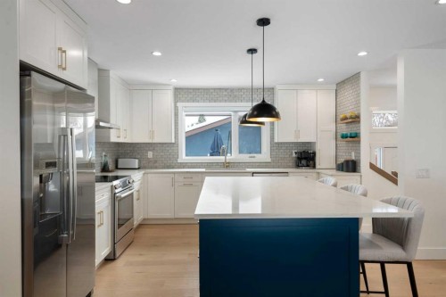 224 Silverview Way Nw, Calgary, AB - Indoor Photo Showing Kitchen With Stainless Steel Kitchen With Upgraded Kitchen