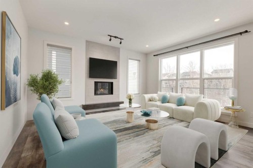 142 Cranbrook Park Se, Calgary, AB - Indoor Photo Showing Other Room With Fireplace