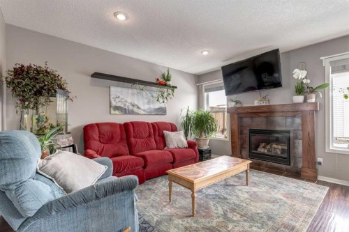 138 Cranberry Place Se, Calgary, AB - Indoor Photo Showing Living Room With Fireplace