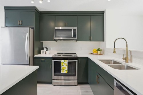 812 Cranbrook Walk Se, Calgary, AB - Indoor Photo Showing Kitchen With Stainless Steel Kitchen With Double Sink With Upgraded Kitchen