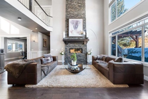 964 East Chestermere, Chestermere, AB - Indoor Photo Showing Living Room With Fireplace