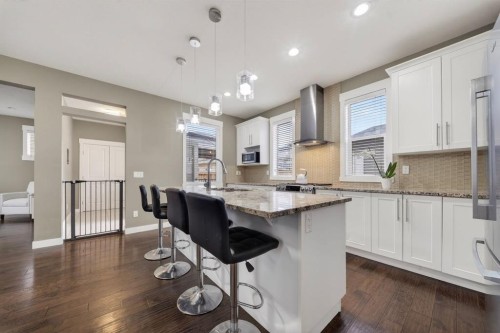 229 Rainbow Falls Glen, Chestermere, AB - Indoor Photo Showing Kitchen With Upgraded Kitchen