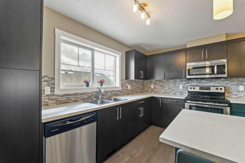 115 Baysprings Terrace Sw, Airdrie, AB - Indoor Photo Showing Kitchen With Stainless Steel Kitchen With Double Sink With Upgraded Kitchen
