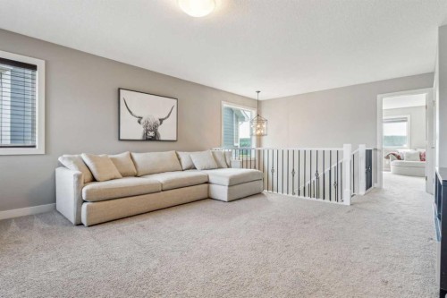 128 Sundown View, Cochrane, AB - Indoor Photo Showing Living Room