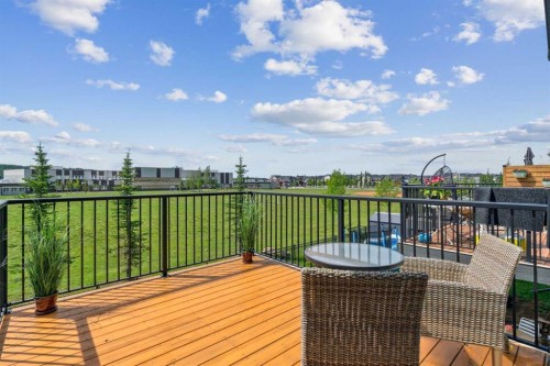 128 Sundown View, Cochrane, AB - Outdoor With Deck Patio Veranda With View
