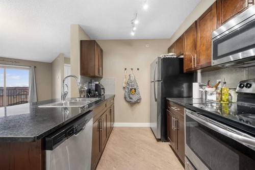 409-5 Saddlestone Way Ne, Calgary, AB - Indoor Photo Showing Kitchen With Double Sink