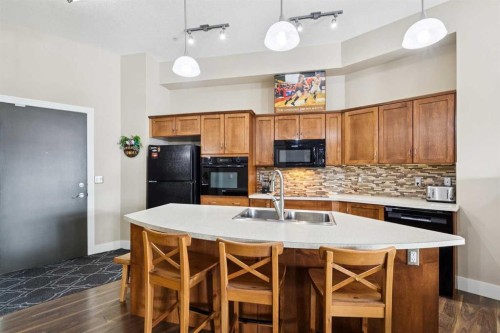 103-3101 34 Avenue Nw, Calgary, AB - Indoor Photo Showing Kitchen With Double Sink