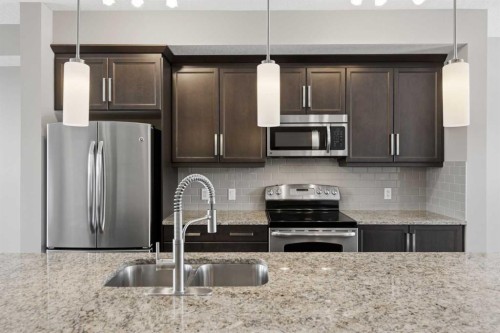 61 Sage Meadows Terrace Nw, Calgary, AB - Indoor Photo Showing Kitchen With Stainless Steel Kitchen With Double Sink With Upgraded Kitchen