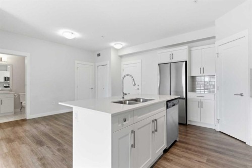 211-25 Walgrove Walk Se, Calgary, AB - Indoor Photo Showing Kitchen With Stainless Steel Kitchen With Double Sink With Upgraded Kitchen