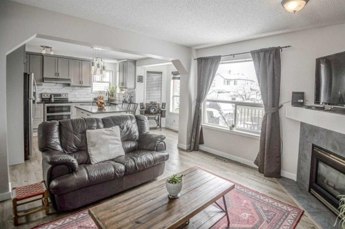 207 Crystalridge Place, Okotoks, AB - Indoor Photo Showing Living Room With Fireplace