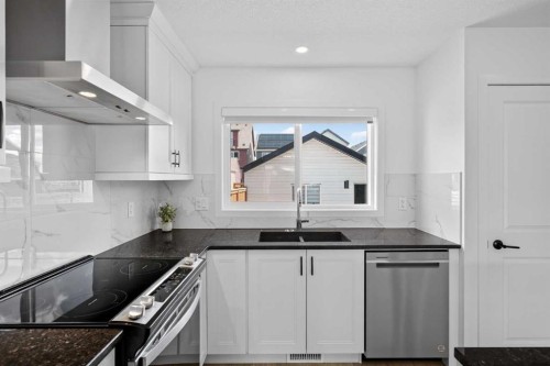 12 Heirloom Crescent Se, Calgary, AB - Indoor Photo Showing Kitchen With Double Sink