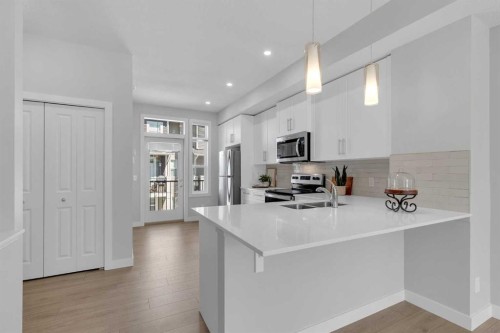 118 Legacy Path Se, Calgary, AB - Indoor Photo Showing Kitchen With Double Sink With Upgraded Kitchen