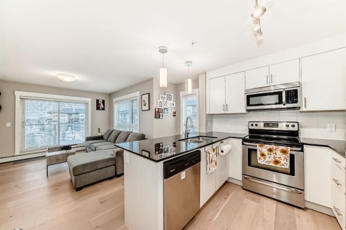 2312-240 Skyview Ranch Road Ne, Calgary, AB - Indoor Photo Showing Kitchen With Stainless Steel Kitchen With Double Sink With Upgraded Kitchen