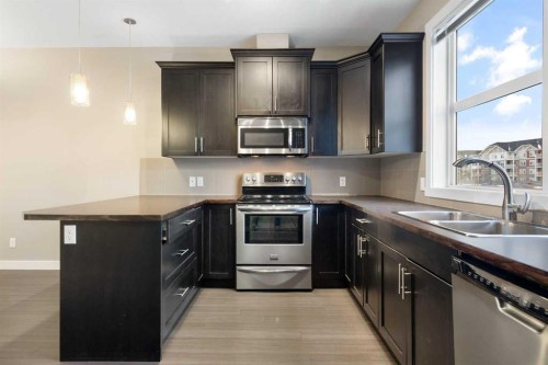428 Redstone View, Calgary, AB - Indoor Photo Showing Kitchen With Double Sink