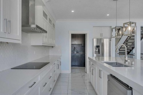 272 Aspenmere Way, Chestermere, AB - Indoor Photo Showing Kitchen With Double Sink With Upgraded Kitchen