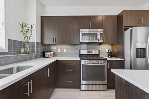 252 Walden Path Se, Calgary, AB - Indoor Photo Showing Kitchen With Stainless Steel Kitchen With Upgraded Kitchen