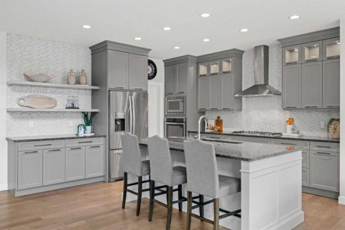 225 West Grove Way Sw, Calgary, AB - Indoor Photo Showing Kitchen With Upgraded Kitchen