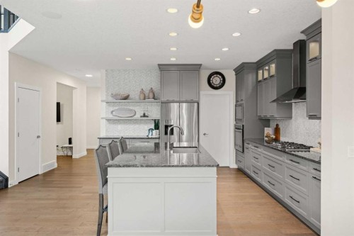 225 West Grove Way Sw, Calgary, AB - Indoor Photo Showing Kitchen With Upgraded Kitchen