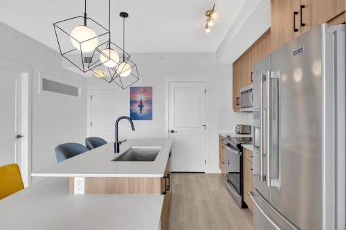 3404-200 Seton Circle Se, Calgary, AB - Indoor Photo Showing Kitchen With Stainless Steel Kitchen With Upgraded Kitchen
