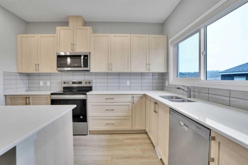 667 Wolf Willow Boulevard Se, Calgary, AB - Indoor Photo Showing Kitchen With Double Sink