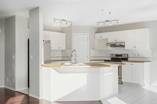 10 Arbour Stone Rise Nw, Calgary, AB - Indoor Photo Showing Kitchen With Double Sink