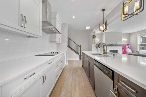 234 West Grove Point Sw, Calgary, AB - Indoor Photo Showing Kitchen With Double Sink With Upgraded Kitchen