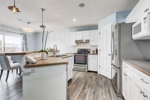 94 New Brighton Circle Se, Calgary, AB - Indoor Photo Showing Kitchen With Stainless Steel Kitchen With Double Sink With Upgraded Kitchen