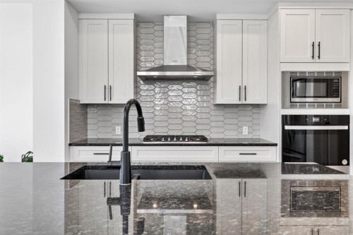 208 Dawson Circle, Chestermere, AB - Indoor Photo Showing Kitchen With Double Sink With Upgraded Kitchen