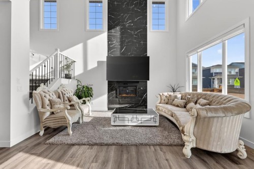 208 Dawson Circle, Chestermere, AB - Indoor With Fireplace