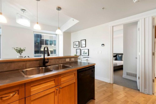 505-836 15 Avenue Sw, Calgary, AB - Indoor Photo Showing Kitchen With Double Sink