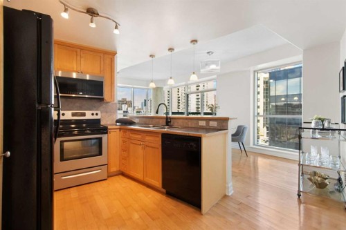 505-836 15 Avenue Sw, Calgary, AB - Indoor Photo Showing Kitchen With Double Sink