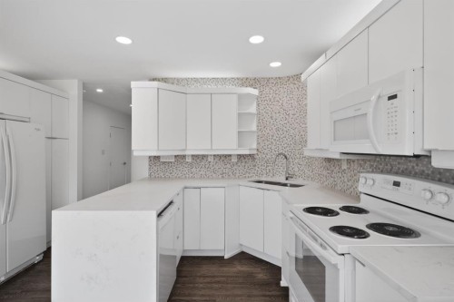 48 Carnarvon Way Nw, Calgary, AB - Indoor Photo Showing Kitchen With Double Sink