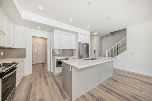 64 Masters Row Se, Calgary, AB - Indoor Photo Showing Kitchen With Stainless Steel Kitchen With Upgraded Kitchen
