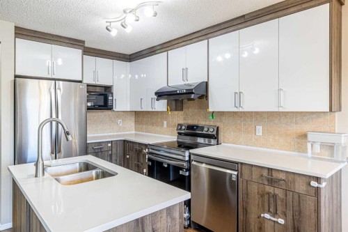 112 Covepark Rise Ne, Calgary, AB - Indoor Photo Showing Kitchen With Stainless Steel Kitchen With Double Sink With Upgraded Kitchen