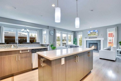 100 Redstone Parade Ne, Calgary, AB - Indoor With Fireplace