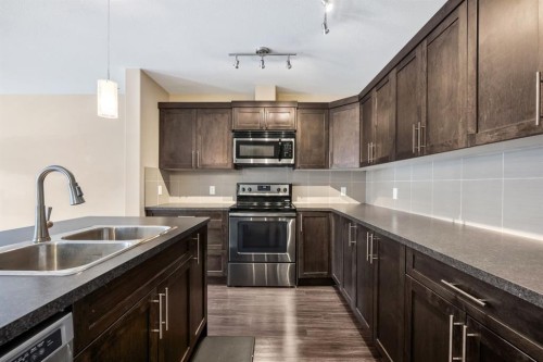309 Skyview Ranch Grove Ne, Calgary, AB - Indoor Photo Showing Kitchen With Double Sink With Upgraded Kitchen