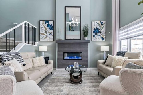 5 Birch Glen, Okotoks, AB - Indoor Photo Showing Living Room With Fireplace